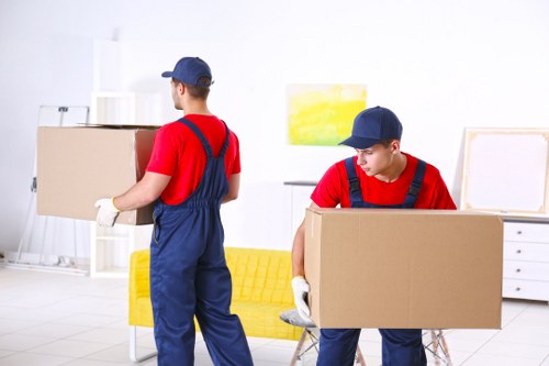 Boxes and furniture being prepared for a transparent storage quote in Millbank
